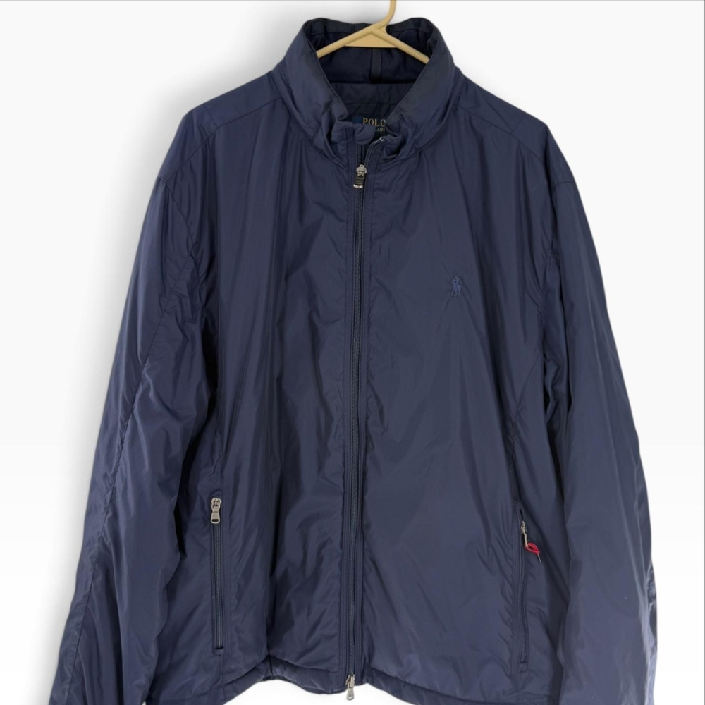 Polo Ralph Lauren Performance Jacket Mens 2XL Blue Hooded Windbreaker Insulated